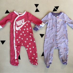Nike Baby Girl Sleeper Footie Onesie Snap PJ Bundle